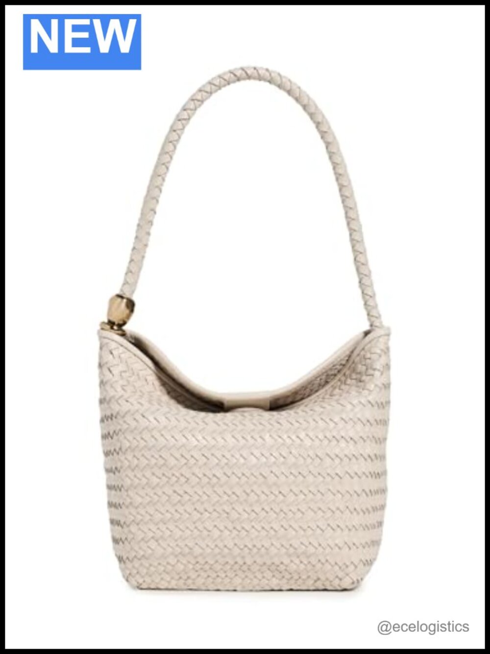 Handwoven Leather Shoulder Bag with Beads Hobo Purse